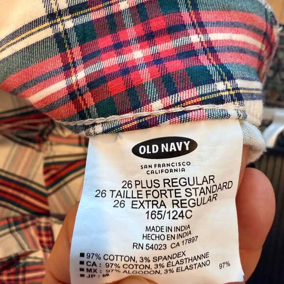 PLUS SIZE- Old Navy Red Green Plaid Festive Holiday Christmas Stretchy Dress Pan - Picture 8 of 9